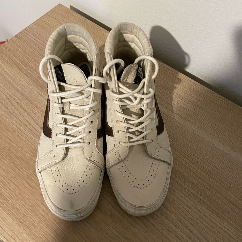 Great condition Vans high top cream leather sneakers